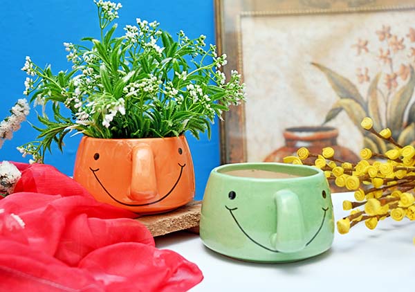 alt=smiley planter pot"