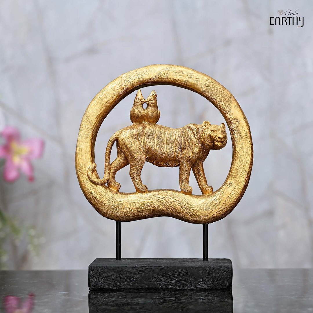 Tiger &amp; Love Birds Sculpture