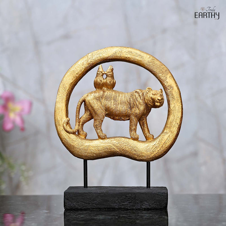 Tiger &amp; Love Birds Sculpture