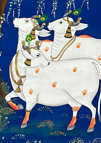 Handmade Cows & Tree of Life Painting (Unframed / 18 (w) x 26.25 (h) inches)