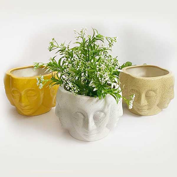 4 Faced Buddha Ceramic Planter (without Plant).