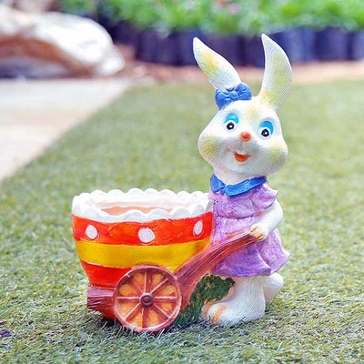 alt="rabbit resin planter"