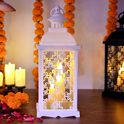 Vivid Festive LED Lantern with Flickering Candle Effect