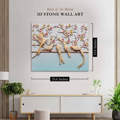 Birds of the Bloom - 3D Stone Wall Art