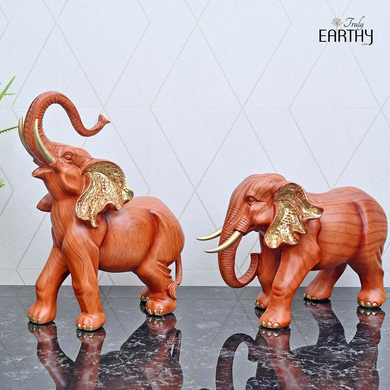 Elegant African Elephant Pair - Set of 2