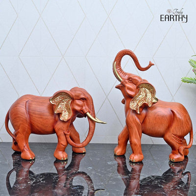 Elegant African Elephant Pair - Set of 2