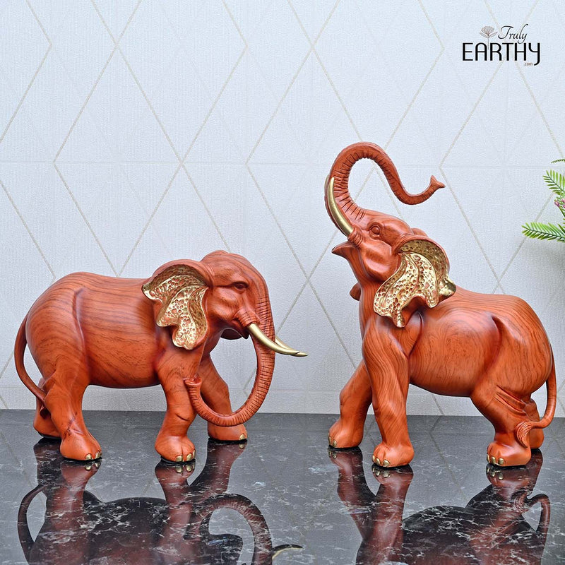 Elegant African Elephant Pair - Set of 2